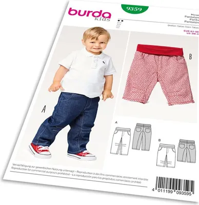 Obrázok produktu pre Strih Burda 9359 - Detské džínsové nohavice, trojštvrťové nohavice