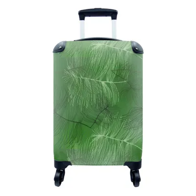 Produktbild von MuchoWow® Koffer Handgepäck Trolley Rollkoffer Kleine Reisekoffer mit 4 Rollen - Muster - Blätter - Grün - Cabin Size < 55x40x23 cm & 55x40x20 cm - Fotokoffer - Kabinenkoffer - Boardgepäck - Reise-Box - Reisekoffer - Reisegepäck - Koffer mit Bild - Trolley für Kinder