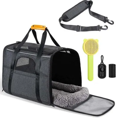 Productafbeelding van Hondentas, Katentas, Transportbox met Draagtas voor Kat, Vliegtuiggoedkeuring, Geschikt voor Middelgrote, Kleine Honden en Katten tot 20
