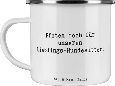 Produktbild von Mr. & Mrs. Panda Emailletasse Spruch Lieblings-Hundesitter - Weiß - Geschenk, Aufmerksamkeit, Teetasse, Emaille Tasse, Teebecher, Motivtasse, Bedanken, Danke sagen, Pott