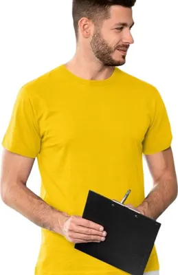 Produktbild von Strapazierfähiges Herren-T-Shirt, 100% Baumwolle, unbedruckt, einfarbig, 160g/m2, Farbe gelb, Größe S