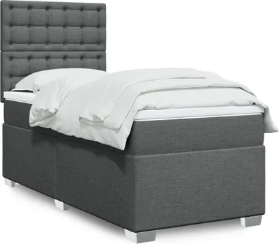 Produktbild von Boxspringbett mit Matratze Dunkelgrau 100x200 cm Stoff, Klassische Betten 2024 Neu