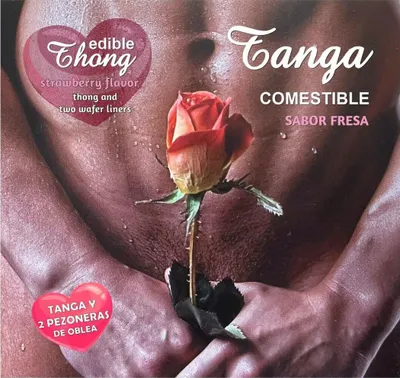 Imagen del producto de HOT FLOWERS - Tanga de Oblea y 2 Pezoneras Sabor Fresa Chico