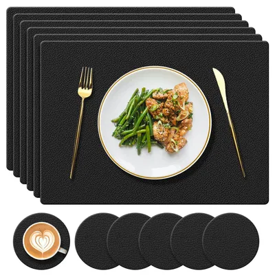 Produktbild von Set von 12 Silikon Platzdeckchen und Untersetzern - Hitzebeständig und Wasserdicht