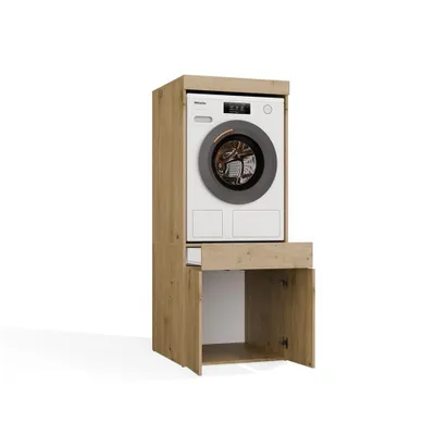 Image de Meuble de salle de bains pour lave-linge ou sèche-linge POLA TWIN 1S tiroir ARTISAN OAK