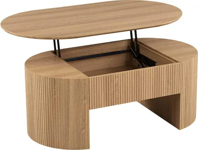 Produktbild von Couchtisch Lagos - 120x70x45cm - verstellbar - mit Ablage - Eiche Nachbildung