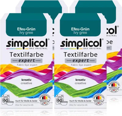 Produktbild von Simplicol Textilfarbe expert Efeu-Grün 150g - Farbe zum Färben (4er Pack)