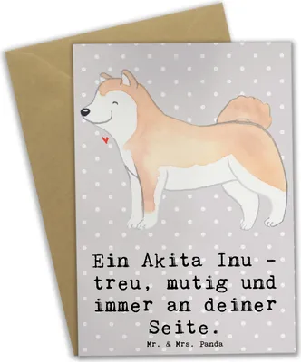 Produktbild von Mr. & Mrs. Panda valentinstagskarte Akita Inu Freund - Grau Pastell - Geschenk, Liebe, osterkarten, treu, Klappkarte, neujahrskarte, Hunderasse, Hundetraining, Hund