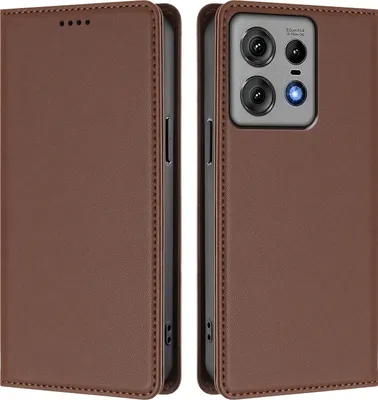 Produktbild von Handyhülle für Motorola Edge 50 Pro, Kunstleder Klapphülle Stoßfeste Magnetische Hülle mit Ständer Braun
