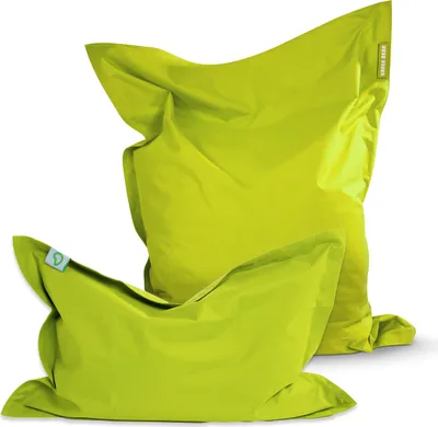 Produktbild von Green Bean® 2er Set SQUARE XXL Sitzsack + BeBi Sitzsack - mit EPS Perlen Füllung & waschbarem, abnehmbarem Bezug für Kinder & Erwachsene - Hellgrün