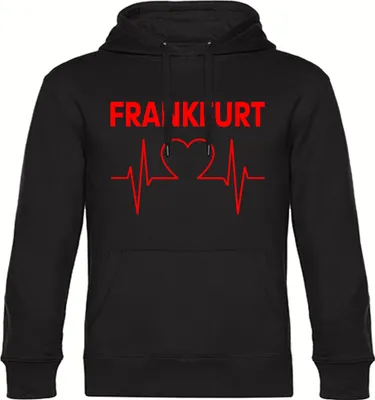 Produktbild von multifanshop Kapuzen Sweatshirt - Frankfurt - Herzschlag, schwarz, Größe XL