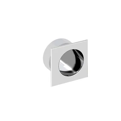 A chrome-plated finger pull for sliding doors, presented in a studio shot against a white background.