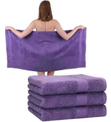 Produktbild von Betz 4 Stück Duschtücher 70 x 140 cm PREMIUM 100% Baumwolle Liegetuch Strandtuch   Farbe:  lila