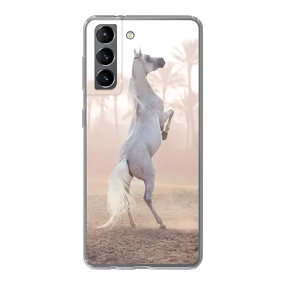 Produktbild von MuchoWow® Handyhülle Schutzhülle Hülle für Samsung Galaxy S21 Pferd - Sand - Palme Silikon Softcase Handy Hülle - Softcase