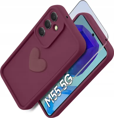 Immagine prodotto di Etui do Samsung M55 5G silikonowe MATOWE serce + Szkło ochronne na ekran 9H