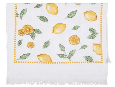 Produktbild von Clayre & Eef Gästehandtuch 40x66 cm Weiß Baumwolle Zitronen