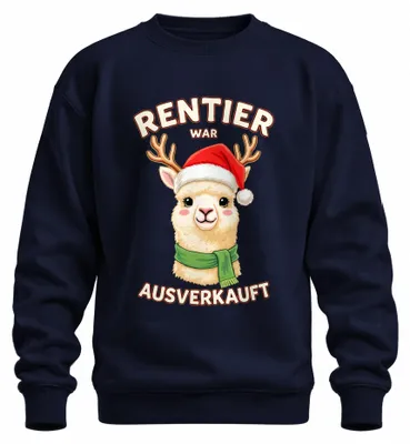 Produktbild von Rentier War t Alpaka Lama Ugly Christmas Sweater Sweatshirt Pullover, Navy, S