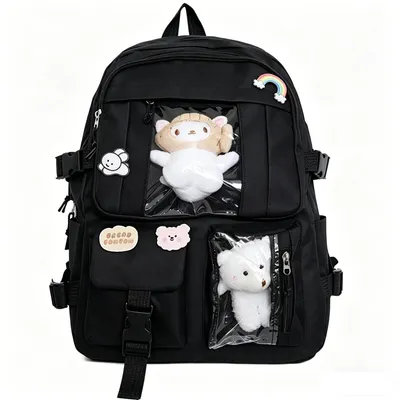 Produktbild von Mädchen Schulrucksack Schwarz – Leichter Rucksack mit großem Stauraum - Schwarz