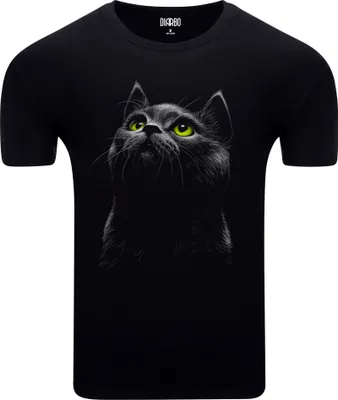 Produktbild von Diarbo Herren T-Shirt mit Aufdruck Wildtierporträts Schwarze Katze Schwarz Gr.XXL