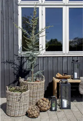 Produktbild von House Nordic Körbe Indo Set 2 runde Körbe aus Kubu-Rattan mit Kunststoff Innenseite