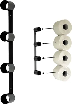 Image de DanDiBo Distributeur de papier toilette Noir Mur Métal 4 supports Invisible Distributeur de papier toilette Distributeur de rouleaux de papier toilette Distributeur de rouleaux de papier toilette de rechange