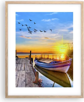 Produktbild von Gerahmtes Poster - Rahmen in heller Eiche - See Boot Wasser - 40x50 cm - Wand Bild - Wanddeko - Wandbilder - Kunstposter - Wandposter - Bilderrahmen - Bilder - Kunstdruck - Wandbild - P2NPA40x50-3983