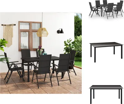 Image de vidaXL Ensemble de jardin 7 pièces noir - Ensemble de meubles de jardin
