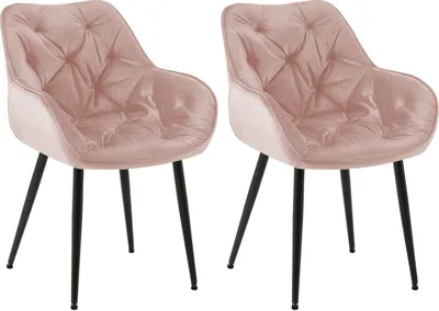 Produktbild von 2er Set Stuhl Tanna Samt pink