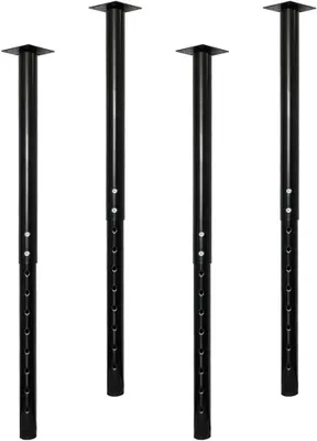 Produktbild von Runde Tischbeine aus Metall in Schwarz, 4 Stück, Ø50mm, höhenverstellbar von 60 bis 100 cm