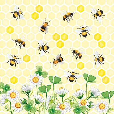 Image de Serviettes Papier Joie Des Abeilles Design Abeilles, Décoration Festive Et Printanière - Ambiente