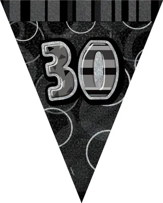 Produktbild von 30. Geburtstag | Wimpelkette schwarz / silber
