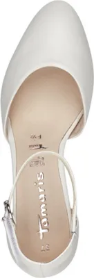 Produktbild von Tamaris Damen Pumps Leder Fesselriemen stoßdämpfender Blockabsatz 1-22401-42, Größe:39 EU, Farbe:Weiß