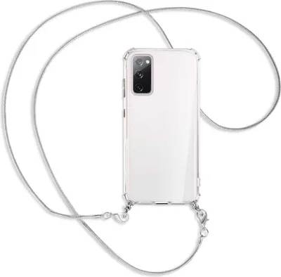 Produktbild von Handykette Backcover-Schutzhülle mit Band (Metall silberfarben) für Samsung Galaxy S20 FE / Lite - silberfarbene Kette Snake