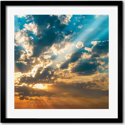 Produktbild von Bild - 50 cm x 50 cm - MDF - Rahmen, Wandkunst - Sonnenuntergang Himmel