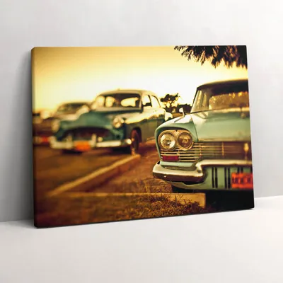 Produktbild von Alte Autos - Autosammlung – Leinwandbild Wandbild – 80x60 cm – Leinwandbilder – Wandbilder – Schlafzimmer – Flur