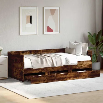 Immagine prodotto di Maison Exclusive - Letto a giorno con cassetti, struttura in legno di faggio affumicato