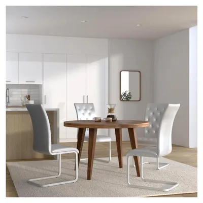 Produktbild von 4er Set Esszimmerstuhl Schwingstuhl Chloe, weiß, Metallgestell verchromt