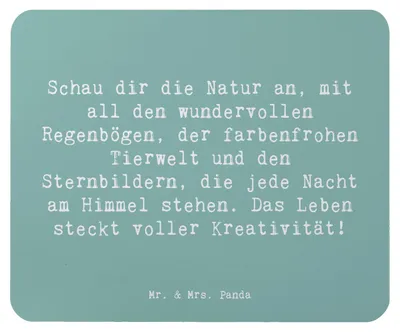 Produktbild von Mr. & Mrs. Panda Mouse Pad Spruch Kreativität im Leben - Meeresbrise - Geschenk, Liebe, kreatives, Zitat, Motivation, Bunt, Gefühl, Mauspad, Stimmung, laptop mousepad, pc