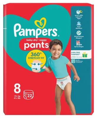 Produktbild von Pampers Baby-Dry Nappy Pants, Größe 8, 22 Einheiten, 19kg+
