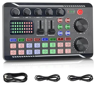 Produktbild von F998 USB Audio-Interface-Soundkarte mit Voice Changer und Soundeffekten für Streaming, Gaming, Podcast und Karaoke
