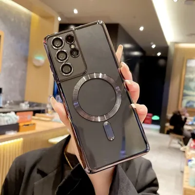 Produktbild von Handyhülle für Samsung Galaxy S21 Ultra 5G mit Magsafe und Kameraschutz, Magnetisch Ultra Dünn Klar Überzug Schutzhülle Schwarz