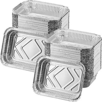 Immagine prodotto di Vaschette per barbecue in alluminio - set di 100 - 18,5 x 13 cm - vaschette per sgocciolare - argento