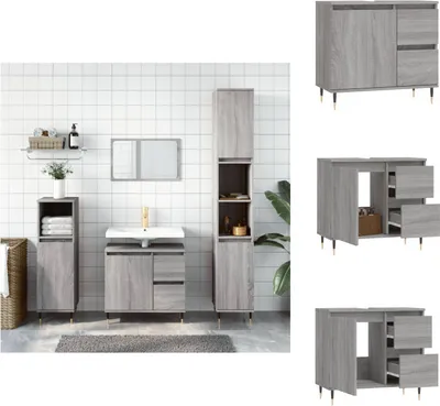 Produktbild von vidaXL Badschrank Grau Sonoma 65x33x60 cm Holzwerkstoff -  Badezimmerwaschtische