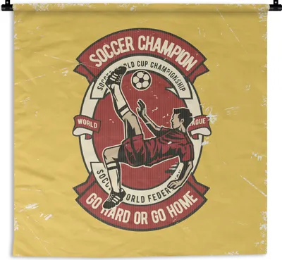 Produktbild von MuchoWow® Wandteppich Wandbehang Fußball - Mensch - Jahrgang - Zitat 150x150 cm Tapisserie Dekoration Wandtuch - Wohnaccessoires - Modernes