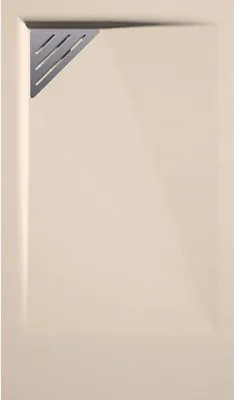 Produktbild von Mineralguss-Duschwanne extra flach TRINITY in CREME 80x140 cm  Ablaufschutz in Chrom