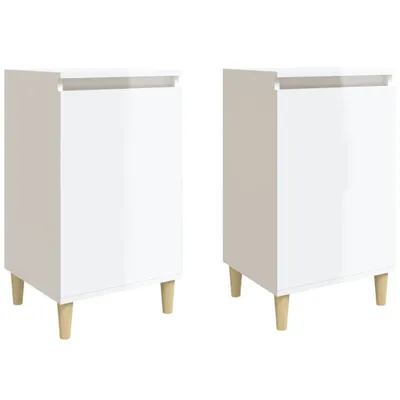 Image de Tables de chevet 2pcs blanc brillant 40x35x70cm bois ingénierie