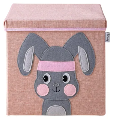 Produktbild von Lifeney Aufbewahrungsbox Kinder mit Deckel I Niedliche Spielzeugkiste I Aufbewahrungsboxen für Kinderzimmer I Faltbox für Spielzeugaufbewahrung I Aufbewahrungskorb Kinder (Rosa Katze)