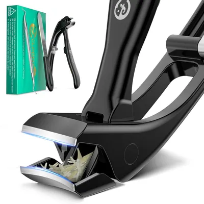 Zdjęcie produktu dla Obcinacz do paznokci dla seniorów z uchwytem, zakrzywioną główką, ergonomiczną konstrukcją, wykonany ze stali nierdzewnej, z długą rączką