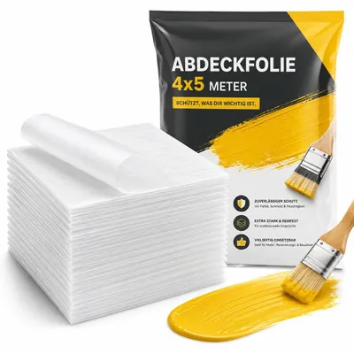 Produktbild von 6x Malerfolie 4 x 5m - transparent - Malerzubehör, wie Malervlies, (Packung, 6-St., 6x Abdeckfolie 4x5m)