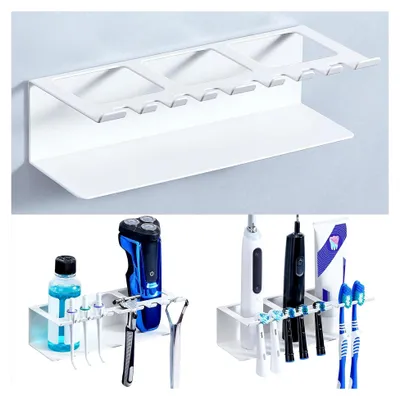 Produktbild von Zahnbürstenhalter Wand, Elektrische Zahnbürste Halterung Ohne Bohren, Zahnbürstenkopf Halter Aufsteckbürsten Halter,Bad Zahnpastaständer Wandhalterung Zahnbürstenköpfe Aufbewahrung(Weiß, Groß)